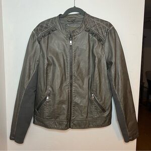Olive Faux Leather Moto Jacket